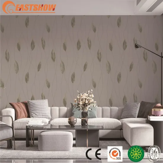 Small Leaves Curved Stripe Natural Plant Design Wallpaper Modern Leaf Pattern Vinyl Wallpaper 